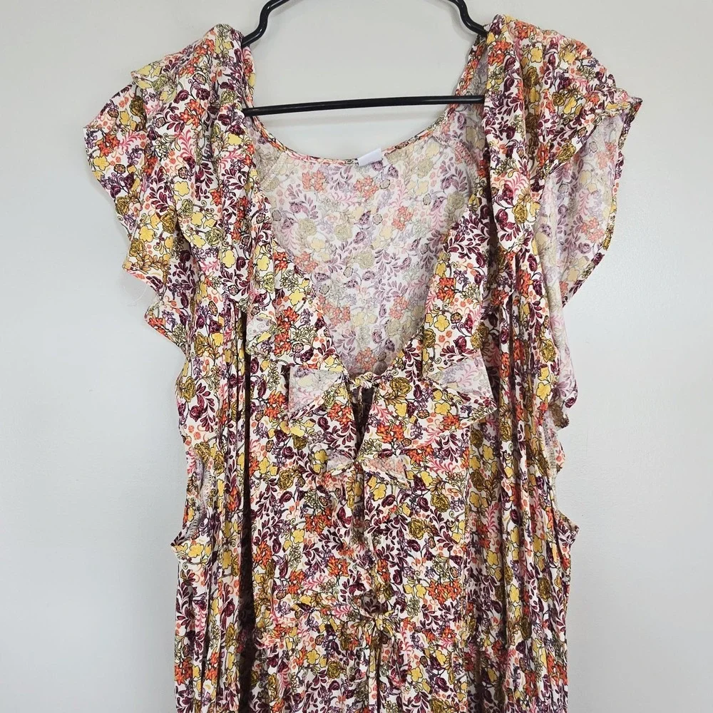 Old Navy Waist-Defined Flutter-Short‎ Sleeve Floral Mini Dress Pullover 3X.E176 - Picture 9 of 14